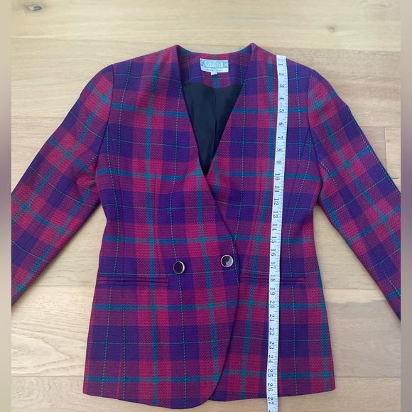 Vintage Jeremy Scott for Braemar 100% wool plaid blazer - Picture 2 of 5
